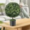 Set of 2 Green Decorative Ball Tree Faux Plant with Heavy Cement Base for Office Balcony Porch